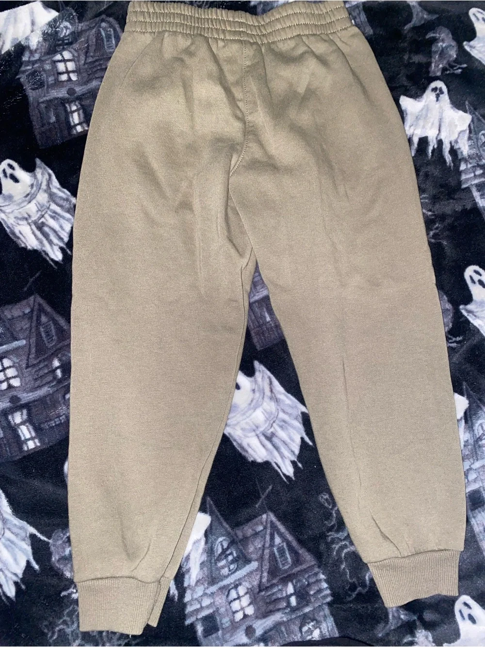 Nike Kids Olive Green Fleece Joggers with White Swoosh